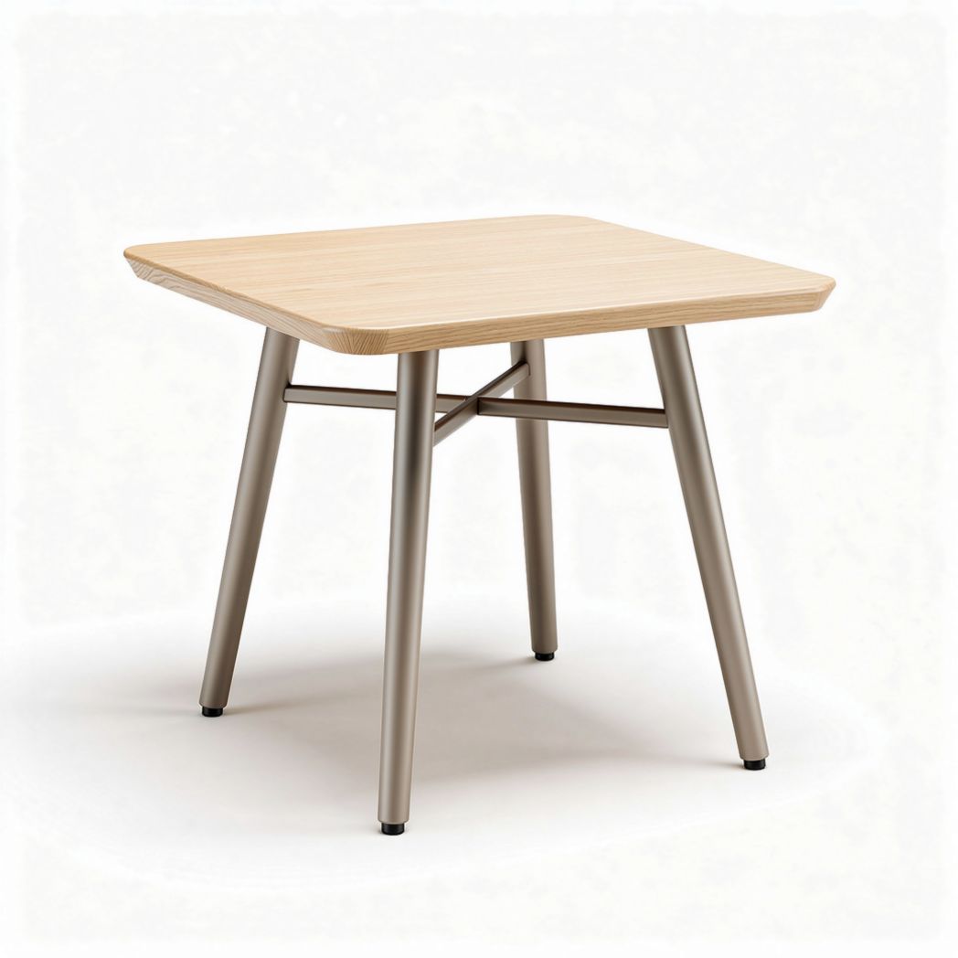 Square dining table with wooden top and metal legs 80 x 80 x 75cm