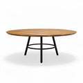 Wooden coffee table with round top and metal base 80 x 80 x 40cm