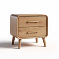 Wooden nightstand with two drawers and golden handles 50 x 40 x 40cm