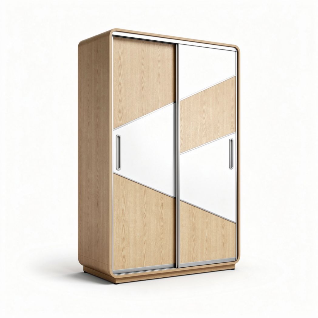 Wooden sliding door wardrobe with mirror finish 180 x 90 x 60cm