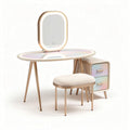 Oval vanity table set with mirror and storage cabinet in rose gold 120 x 60 x 75cm