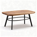 Wooden coffee table with black metal legs and rectangular design 100 x 60 x 45cm