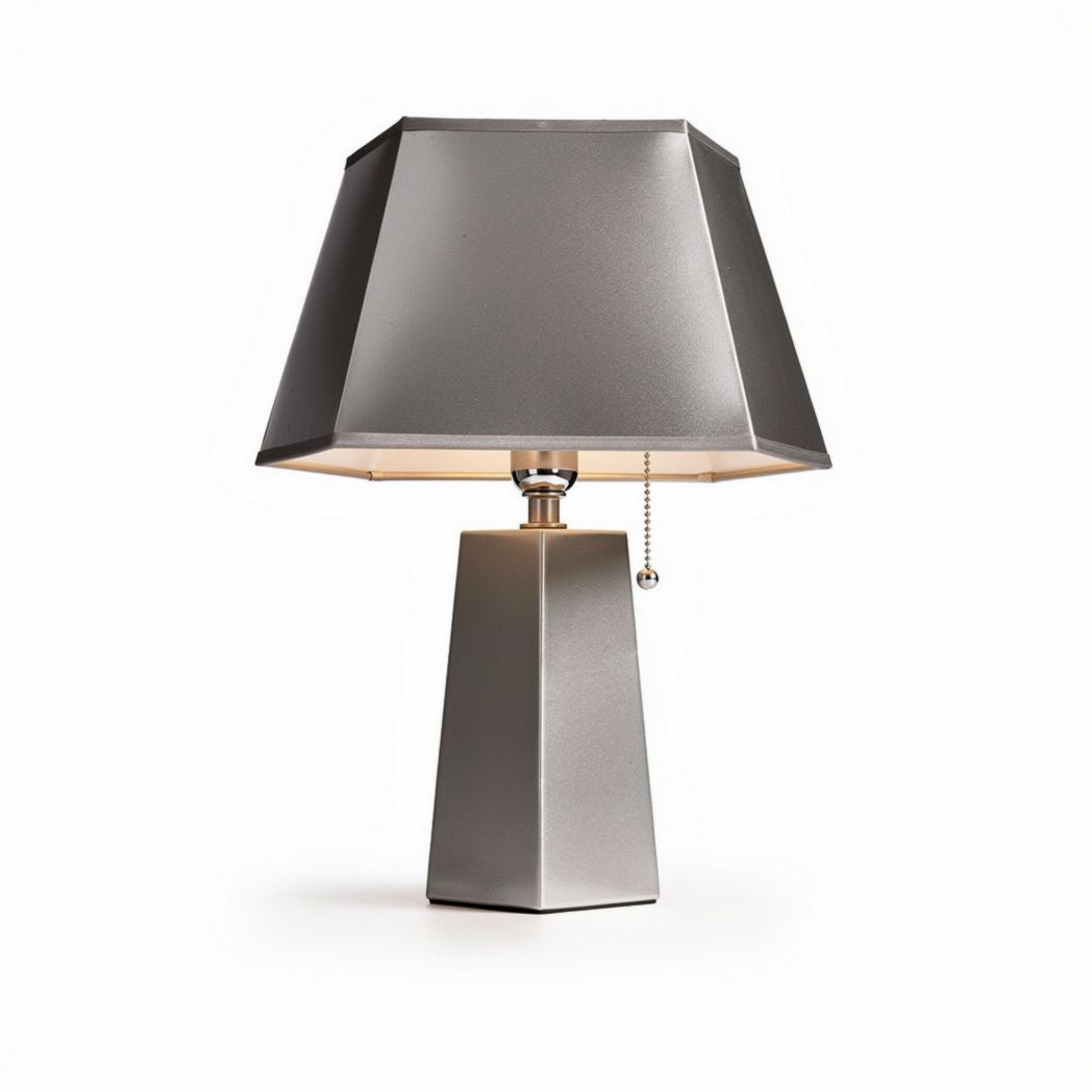 Metal desk lamp with geometric shade and pull chain 30 x 20 x 45cm