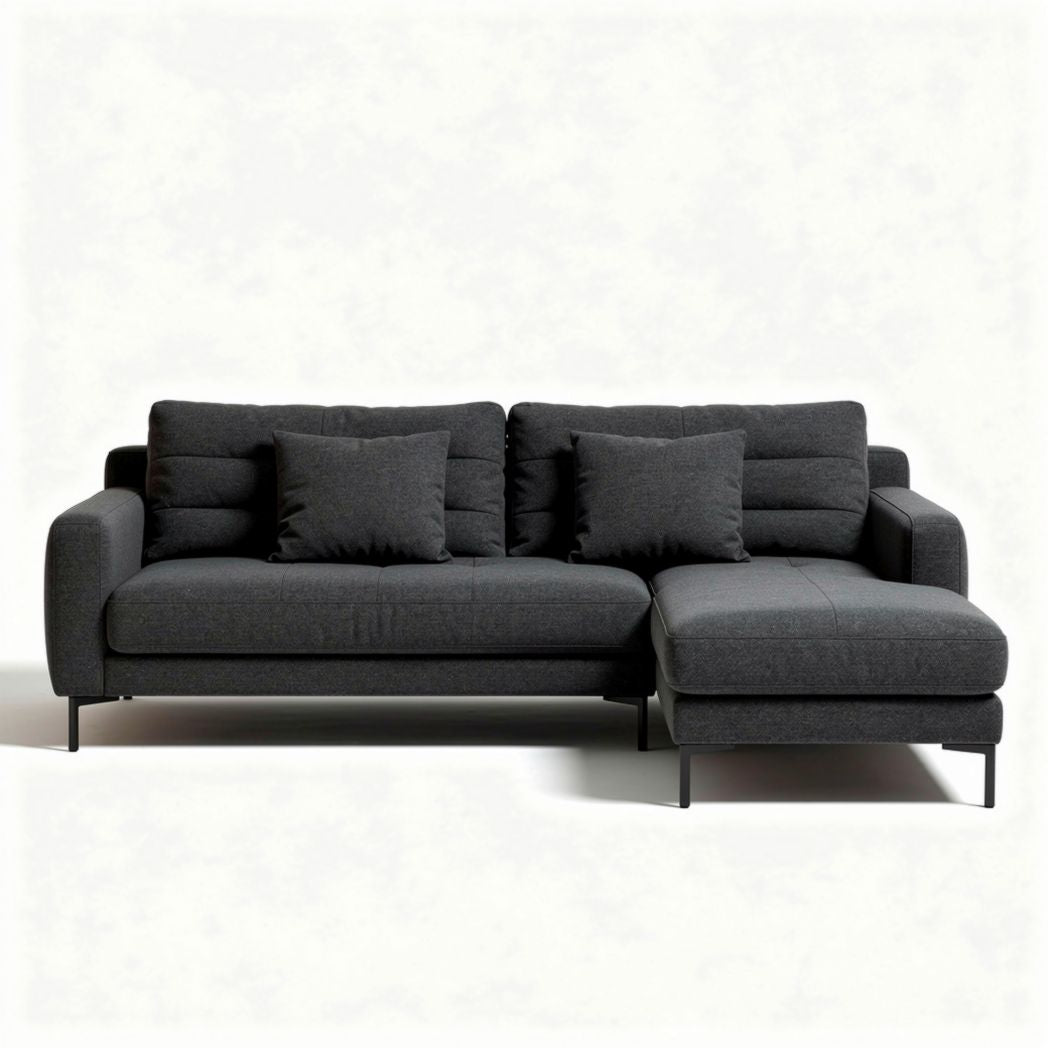 Fabric modular sofa with chaise lounge in dark gray 200 x 90 x 85cm