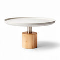 Ceramic top coffee table with bamboo base and minimalist design 60 x 60 x 20cm