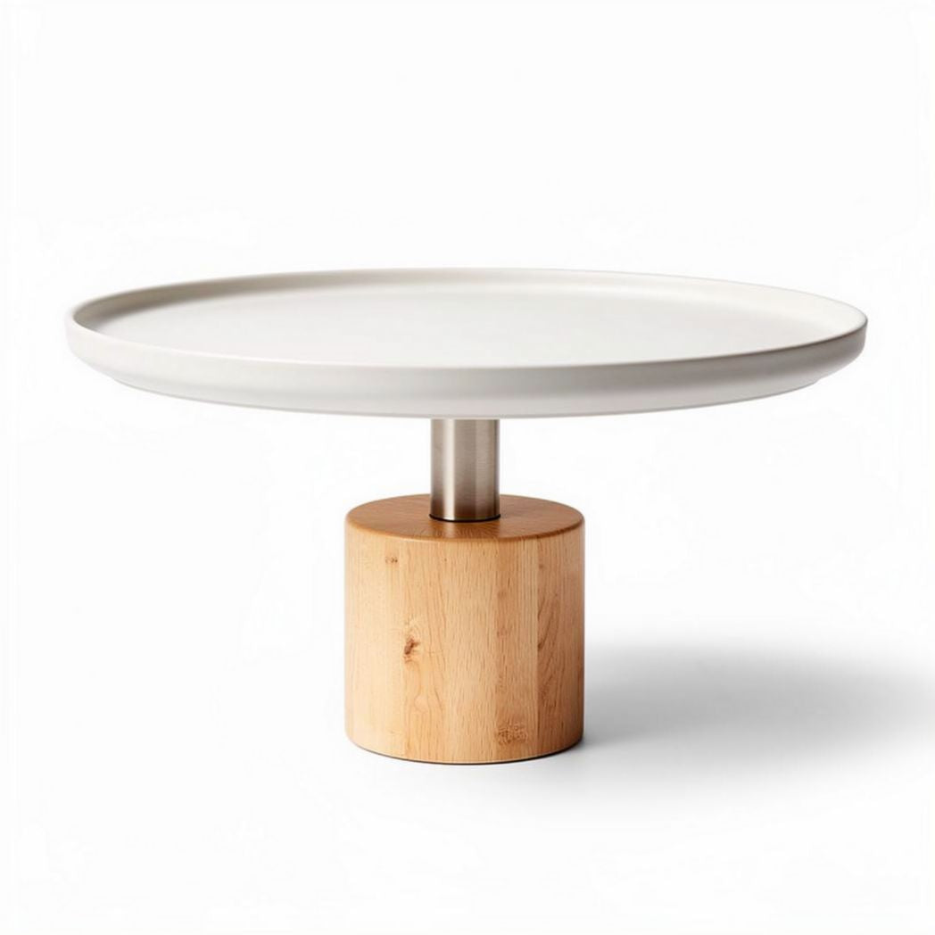 Ceramic top coffee table with bamboo base and minimalist design 60 x 60 x 20cm